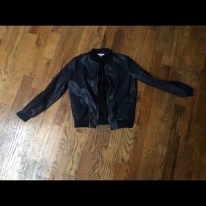 H by Halston faux leather bomber